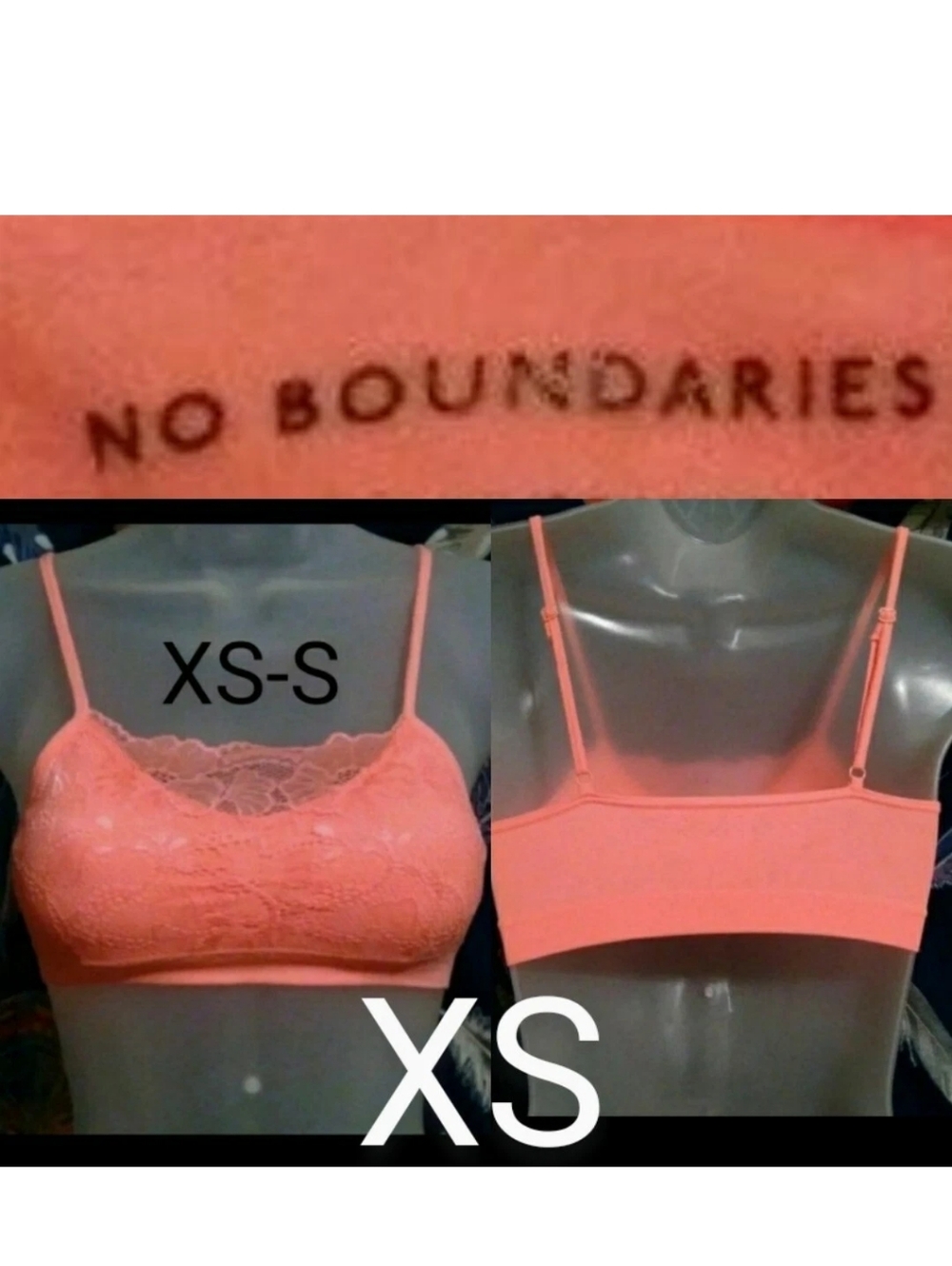 🆕No Boundaries Coral Lace Nylon Cami Bra Size XS-S